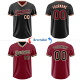 Custom Black Crimson-Cream Reversible Pullover Baseball Jersey Shirt