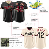 Custom Black Crimson-Cream Reversible Pullover Baseball Jersey Shirt