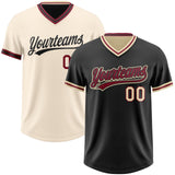Custom Black Crimson-Cream Reversible Pullover Baseball Jersey Shirt