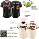 Custom Black Vintage USA Flag Cream-Crimson Reversible Pullover Baseball Jersey Shirt