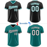 Custom Black White-Teal Reversible Pullover Baseball Jersey Shirt