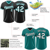 Custom Black White-Teal Reversible Pullover Baseball Jersey Shirt