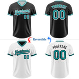 Custom Black Teal-White Reversible Pullover Baseball Jersey Shirt