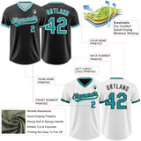 Custom Black Teal-White Reversible Pullover Baseball Jersey Shirt