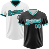 Custom Black Teal-White Reversible Pullover Baseball Jersey Shirt