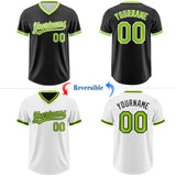 Custom Black Neon Green-White Reversible Pullover Baseball Jersey Shirt
