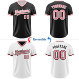 Custom Black Medium Pink-White Reversible Pullover Baseball Jersey Shirt