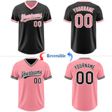 Custom Black Medium Pink-White Reversible Pullover Baseball Jersey Shirt