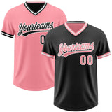 Custom Black Medium Pink-White Reversible Pullover Baseball Jersey Shirt