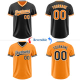 Custom Black Bay Orange-White Reversible Pullover Baseball Jersey Shirt