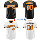 Custom Black Bay Orange-White Reversible Pullover Baseball Jersey Shirt