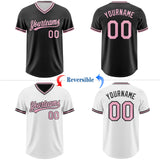 Custom Black-Light Pink Reversible Pullover Baseball Jersey Shirt