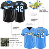 Custom Black White-Electric Blue Reversible Pullover Baseball Jersey Shirt