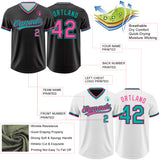 Custom Black Pink-Aqua Reversible Pullover Baseball Jersey Shirt