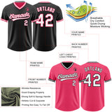 Custom Black White-Neon Pink Reversible Pullover Baseball Jersey Shirt