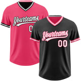 Custom Black White-Neon Pink Reversible Pullover Baseball Jersey Shirt