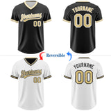 Custom Black Vegas Gold-White Reversible Pullover Baseball Jersey Shirt