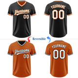 Custom Black White-Texas Orange Reversible Pullover Baseball Jersey Shirt
