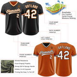 Custom Black White-Texas Orange Reversible Pullover Baseball Jersey Shirt