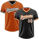 Custom Black White-Texas Orange Reversible Pullover Baseball Jersey Shirt