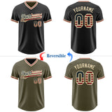 Custom Black Olive Reversible Pullover Baseball Jersey Shirt