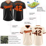 Custom Black Cream Reversible Pullover Baseball Jersey Shirt