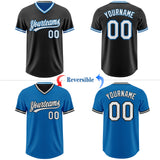 Custom Black White-Blue Reversible Pullover Baseball Jersey Shirt