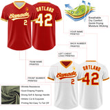 Custom Red White-Gold Reversible Pullover Baseball Jersey Shirt
