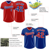 Custom Red Royal-White Reversible Pullover Baseball Jersey Shirt