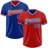 Custom Red Royal-White Reversible Pullover Baseball Jersey Shirt