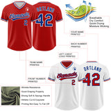Custom Red Royal-White Reversible Pullover Baseball Jersey Shirt