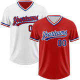 Custom Red Royal-White Reversible Pullover Baseball Jersey Shirt