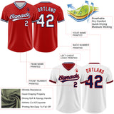 Custom Red White-Navy Reversible Pullover Baseball Jersey Shirt
