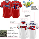 Custom Red Navy-White Reversible Pullover Baseball Jersey Shirt