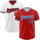 Custom Red Navy-White Reversible Pullover Baseball Jersey Shirt