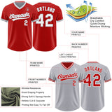 Custom Red White-Gray Reversible Pullover Baseball Jersey Shirt