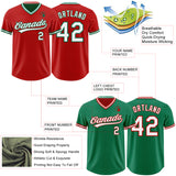 Custom Red White-Kelly Green Reversible Pullover Baseball Jersey Shirt