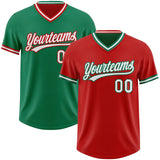 Custom Red White-Kelly Green Reversible Pullover Baseball Jersey Shirt