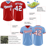 Custom Red White-Light Blue Reversible Pullover Baseball Jersey Shirt