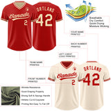 Custom Red-Cream Reversible Pullover Baseball Jersey Shirt