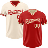 Custom Red-Cream Reversible Pullover Baseball Jersey Shirt