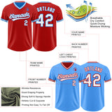 Custom Red White-Electric Blue Reversible Pullover Baseball Jersey Shirt