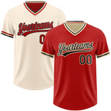 Custom Red Black-Cream Reversible Pullover Baseball Jersey Shirt
