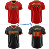 Custom Red Black-Old Gold Reversible Pullover Baseball Jersey Shirt