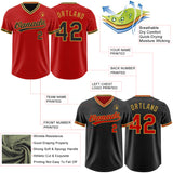 Custom Red Black-Old Gold Reversible Pullover Baseball Jersey Shirt