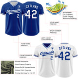 Custom Royal-White Reversible Pullover Baseball Jersey Shirt