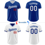 Custom Royal White-Red Reversible Pullover Baseball Jersey Shirt