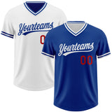 Custom Royal White-Red Reversible Pullover Baseball Jersey Shirt