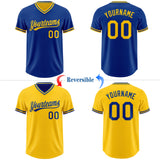 Custom Royal-Yellow Reversible Pullover Baseball Jersey Shirt