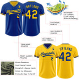 Custom Royal-Yellow Reversible Pullover Baseball Jersey Shirt